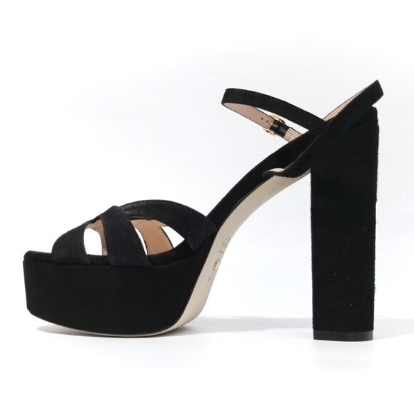 NWT Stuart Weitzman Misty 90s Platform Black Suede Strappy Chunky Block Heel 9.5 - Picture 4 of 13